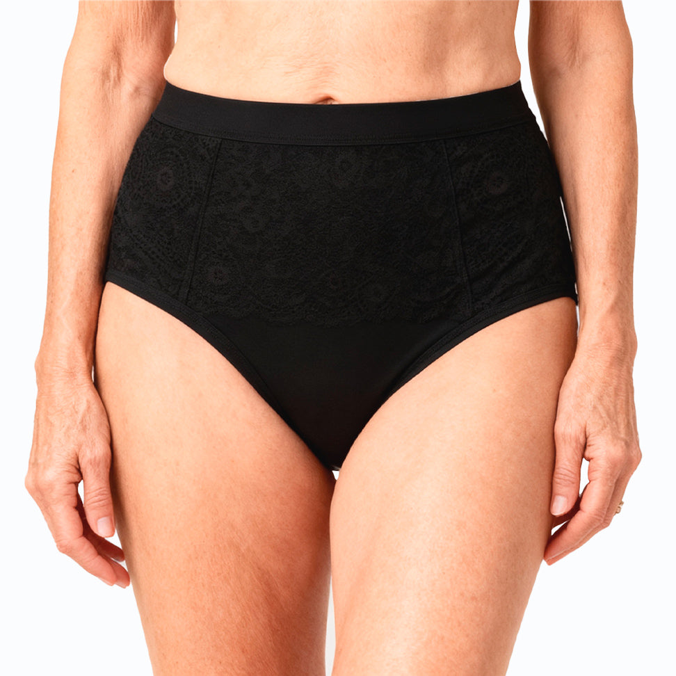 Orykas 3-pack black ultra-absorbent women's incontinence briefs — knicker product view (2)