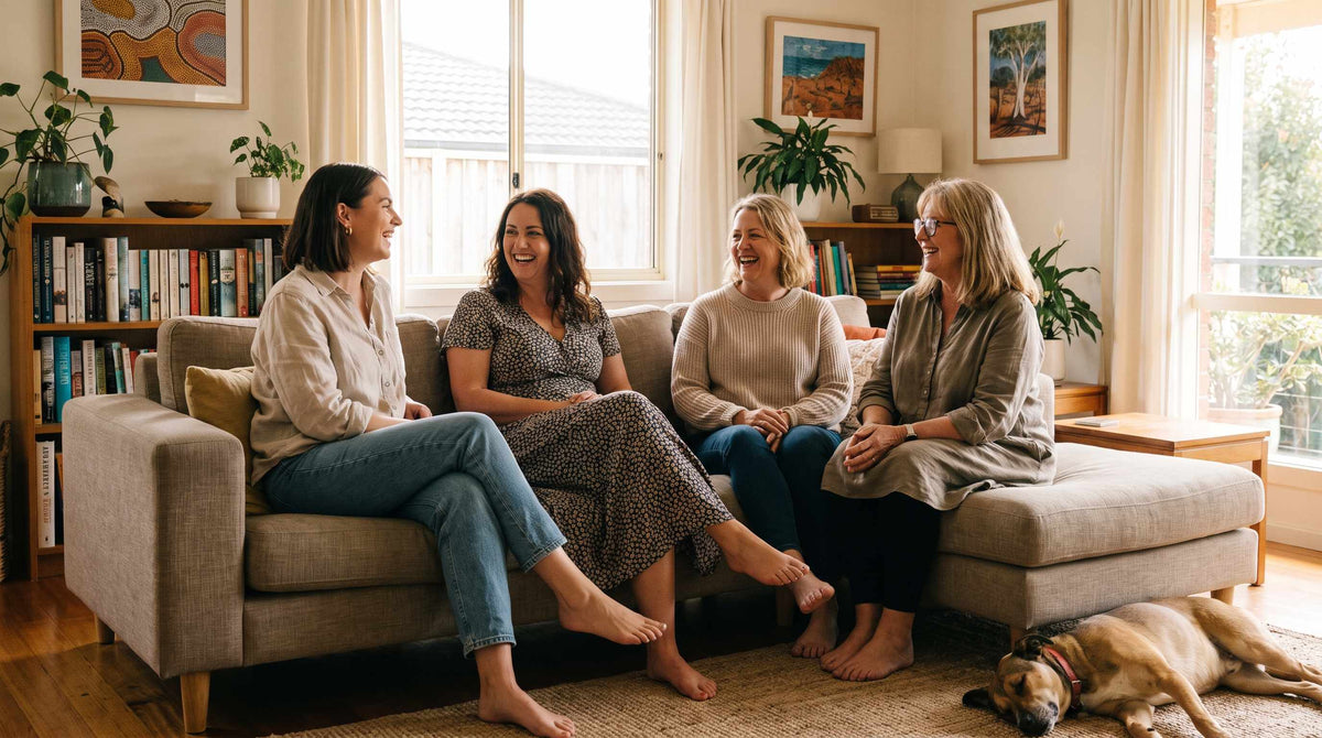 Four Australian women of different ages sharing incontinence underwear reviews