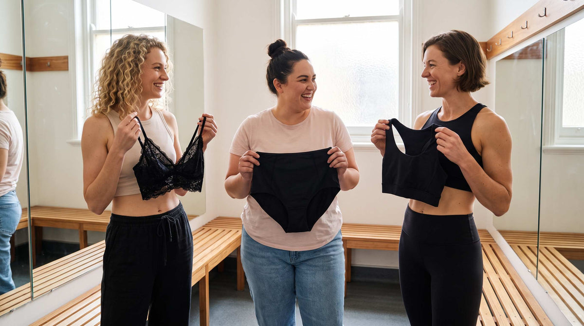 Australian women of different body types choosing incontinence underwear styles