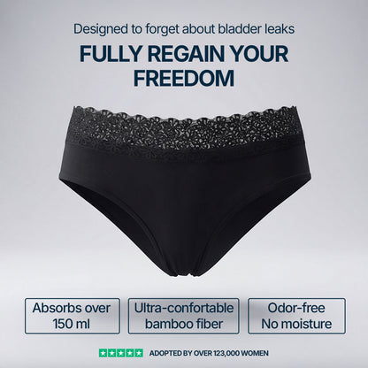 Orykas 3-pack black high-waist lace incontinence briefs for women — knicker product view