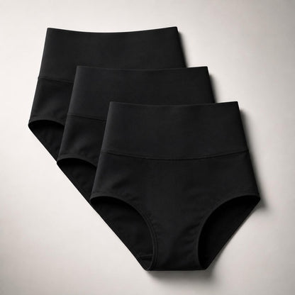 3-Pack Black Mid-Rise Incontinence Briefs