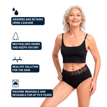 Women's Lace-Waistband Washable Incontinence Pants