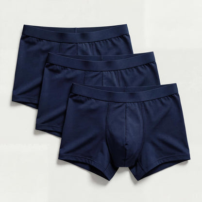 Orykas 3-pack navy blue ultra-absorbent incontinence boxer briefs for men — pack front view