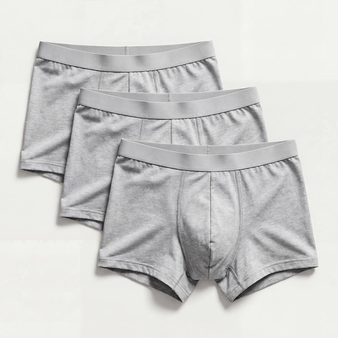 Orykas 3-pack grey ultra-absorbent incontinence boxer briefs for men — pack front view